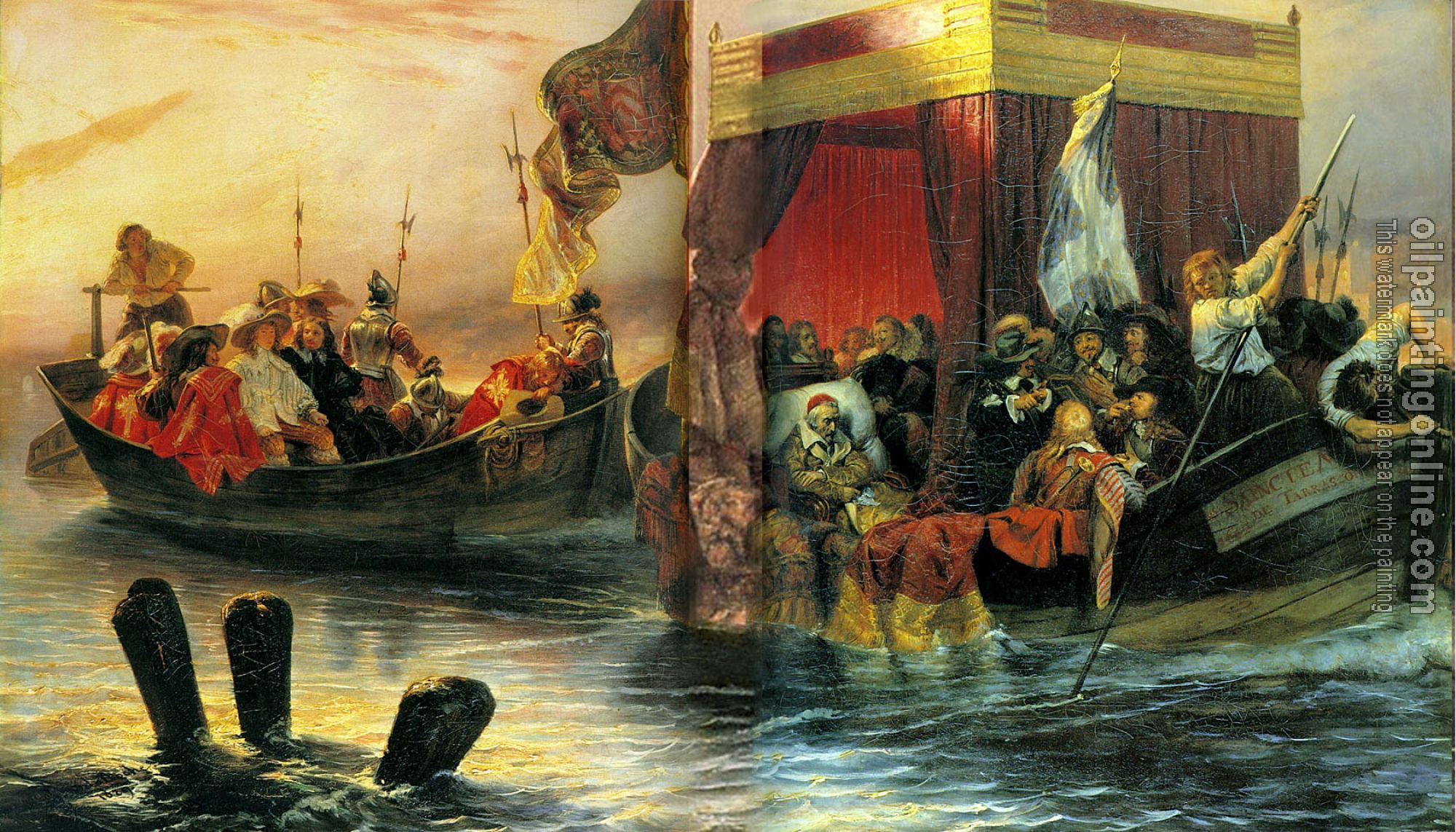 Paul Delaroche - The State Barge of Cardinal Richelieu on the Rhone
